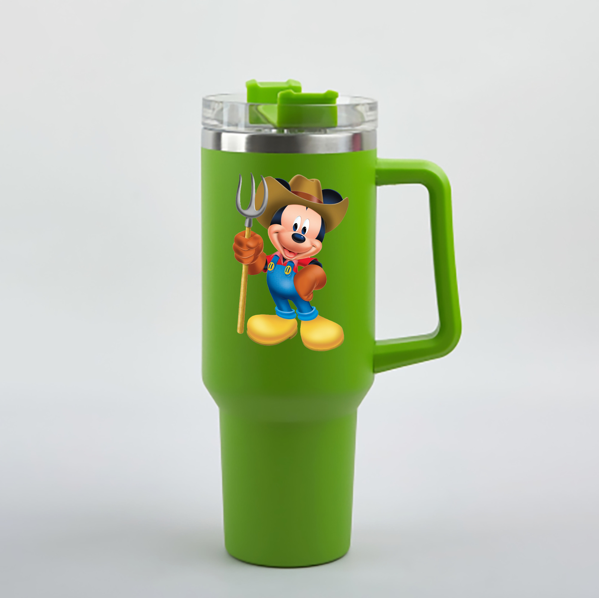 （画像用） ミッキーマウス Mickey Mouse 1200mL車用タンブラー - クリスタルステッカー（プラスチックストロー付き）
